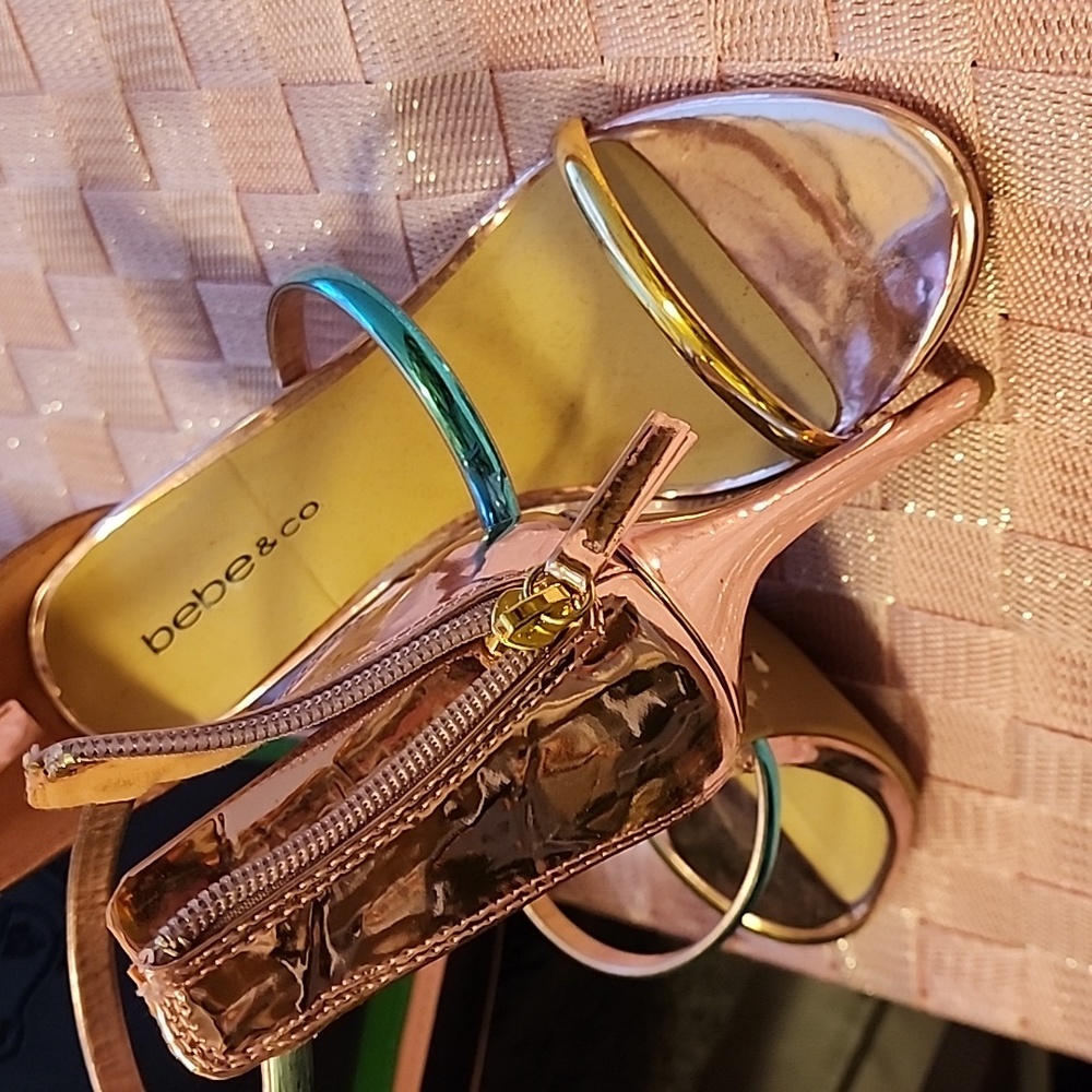 Bebe metallic heels